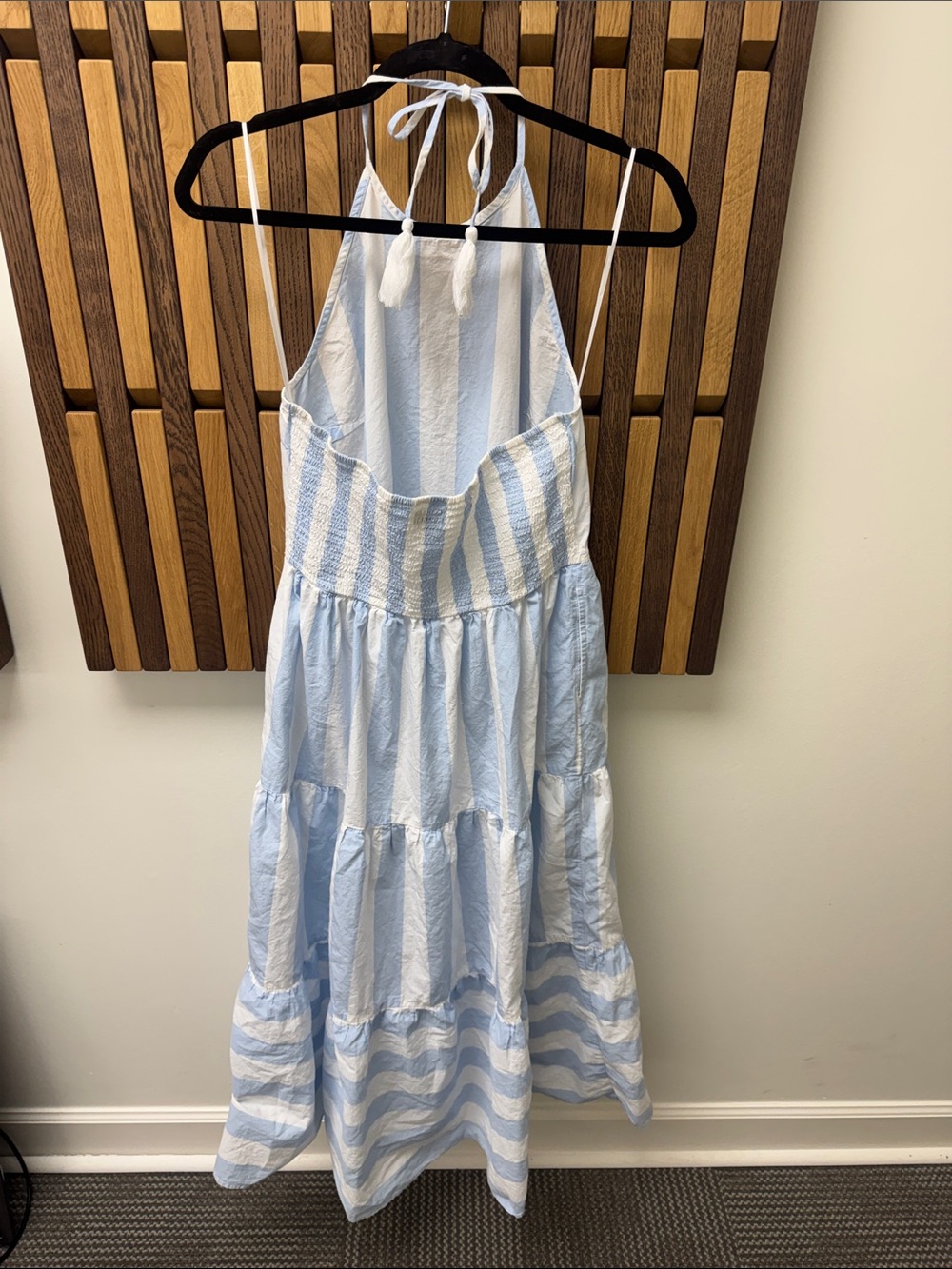 Crown & Ivy Blue & White Striped Halter Top Maxi Dress, size M - Picture 5 of 7